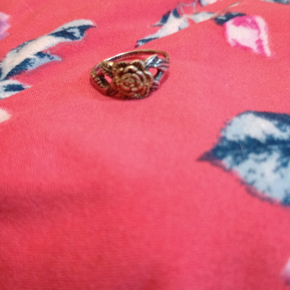 Vintage Silver Copper Rose Ring - image 5